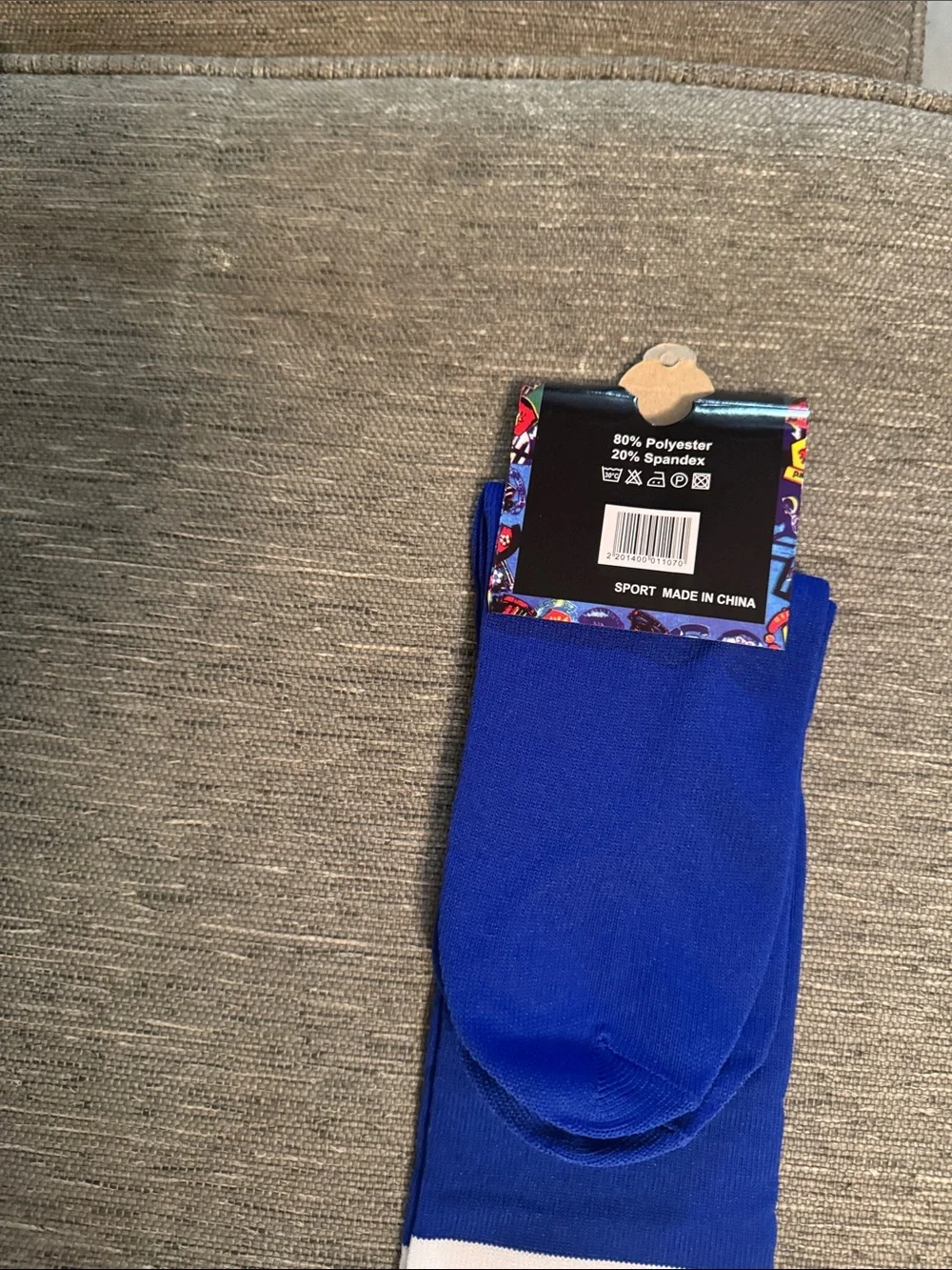 Men's Athletic Knee-High Socks in Royal Blue with White Stripes